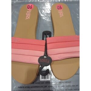 Flojos Womens Fiesta Lite Peach and Coral Slide Sandals Pink Size 10